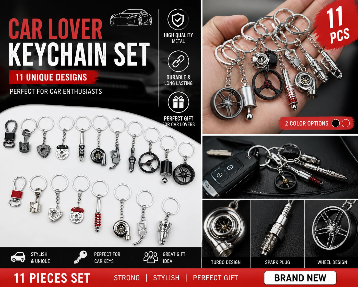 11 Piece Car Lover Keychain Set