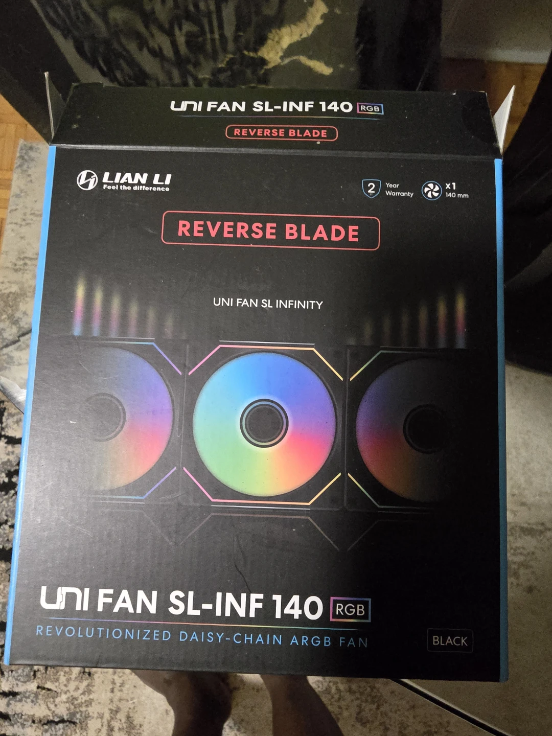 I got 3 Lian Li UNI FAN SL-INF 140 RGB Reverse Blade Black