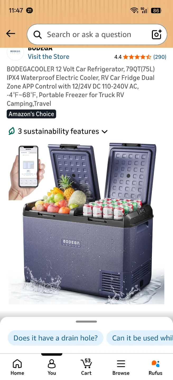 BODEGA 79Quart Dual-zone Electric Car Refrigerator Freezer - photo 4