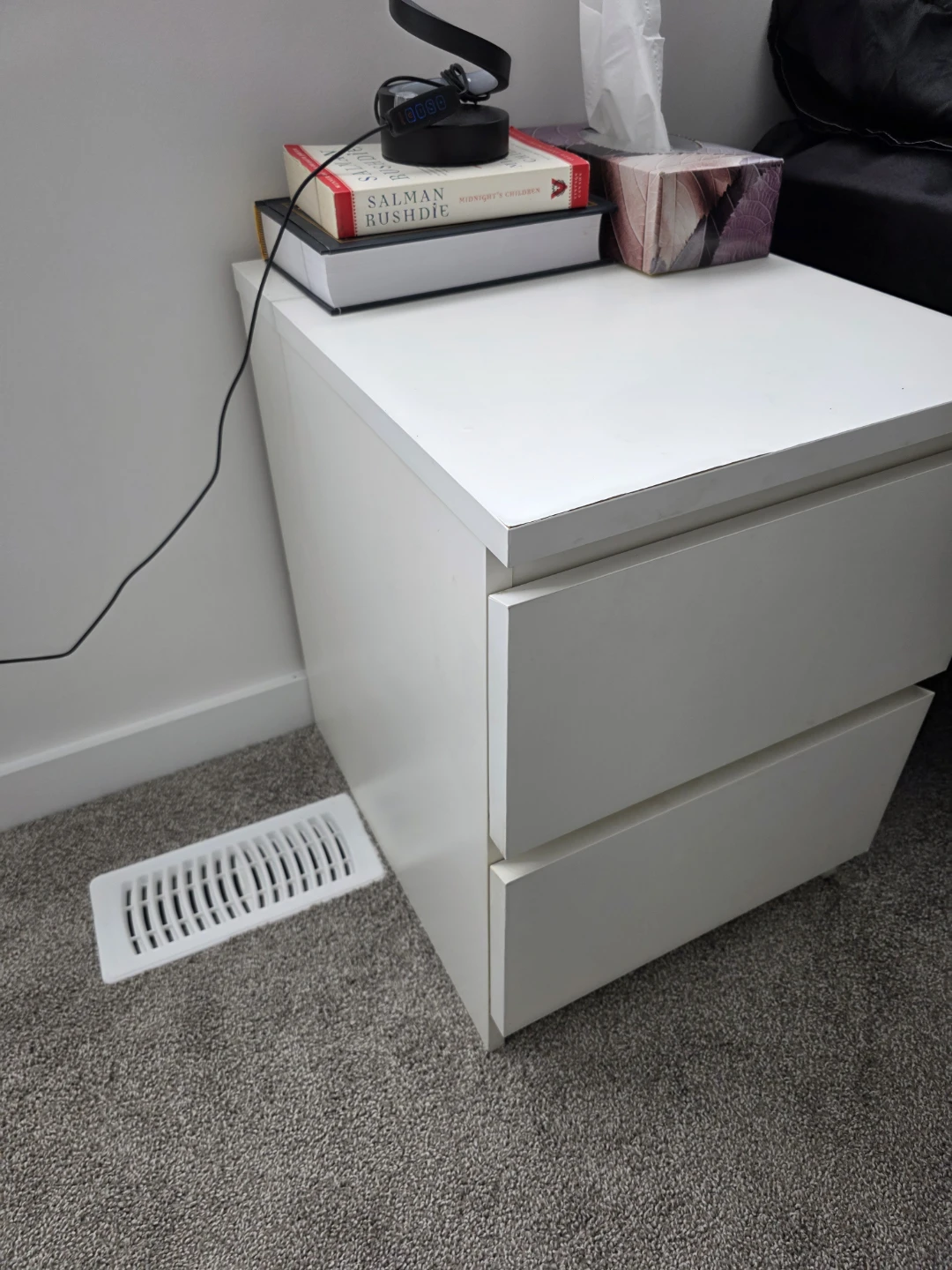 White 2-Drawer Nightstand