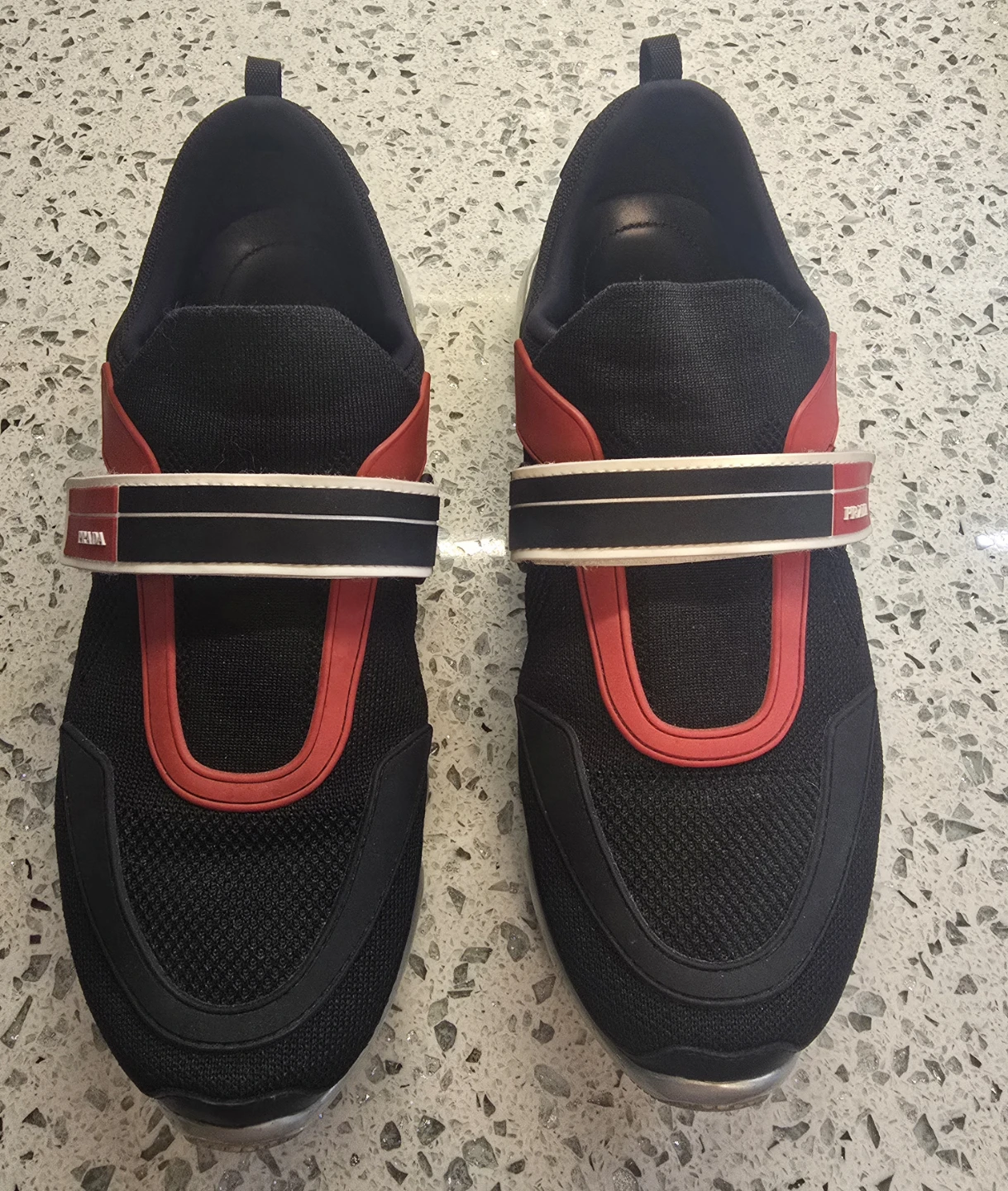 Prada Black & Red Mesh Sneakers
