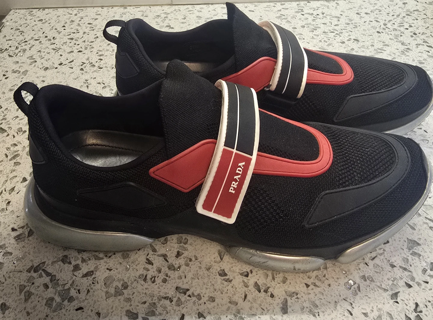 Prada Black & Red Mesh Sneakers - photo 2