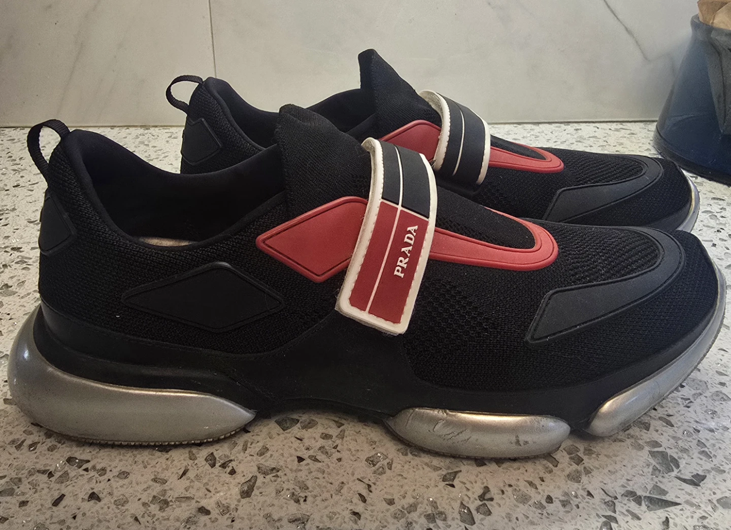 Prada Black & Red Mesh Sneakers - photo 4