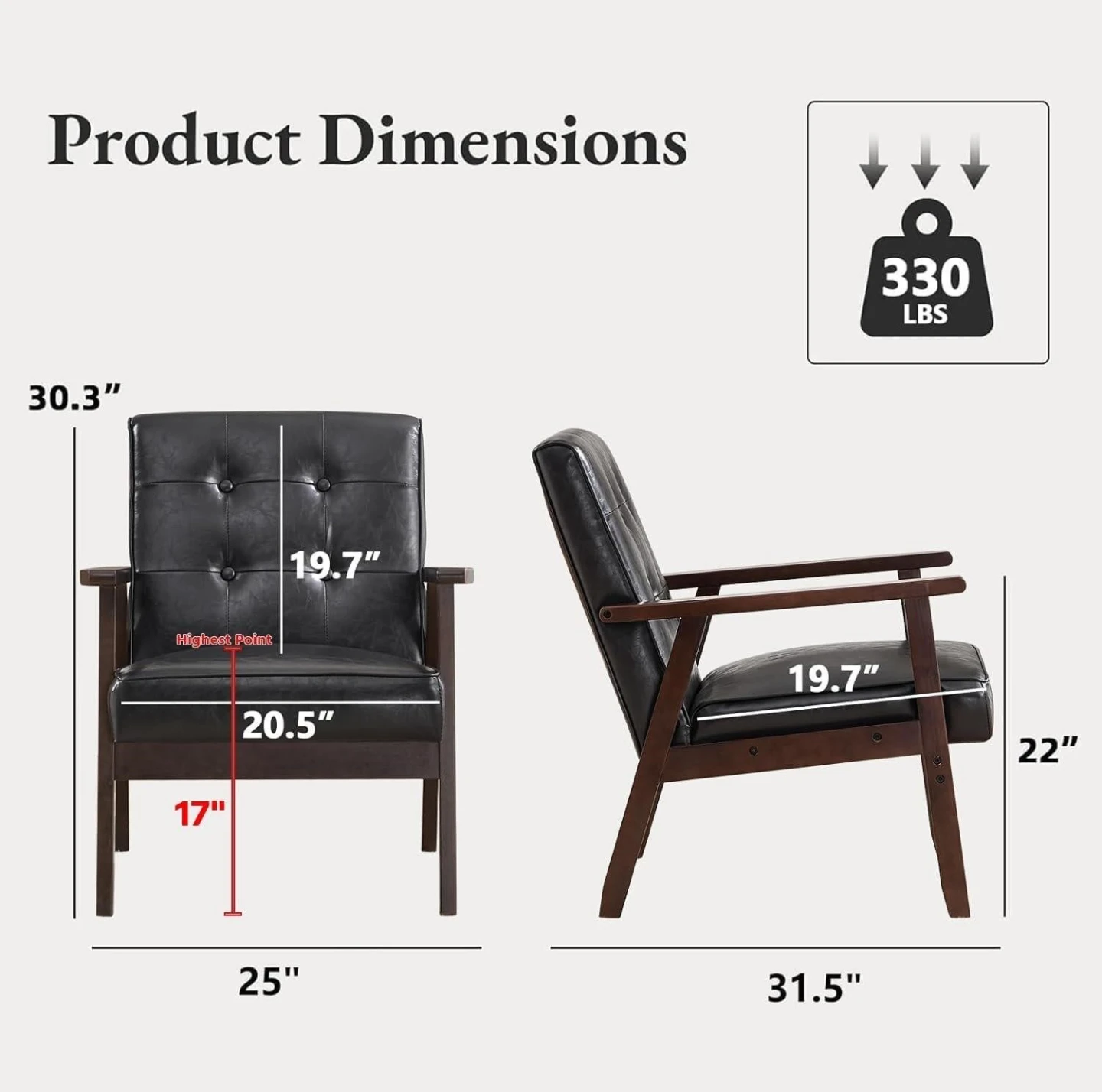 Upholstered Wooden Mid Century Armch - photo 4