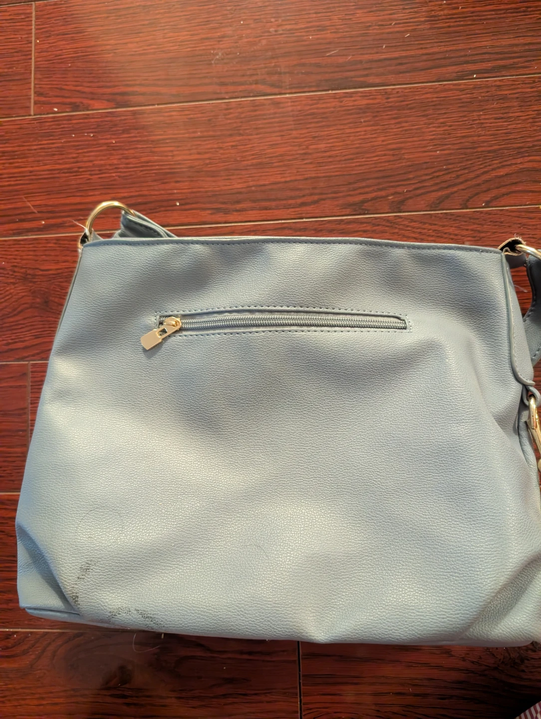 Light Blue Faux Leather Shoulder Bag - photo 3