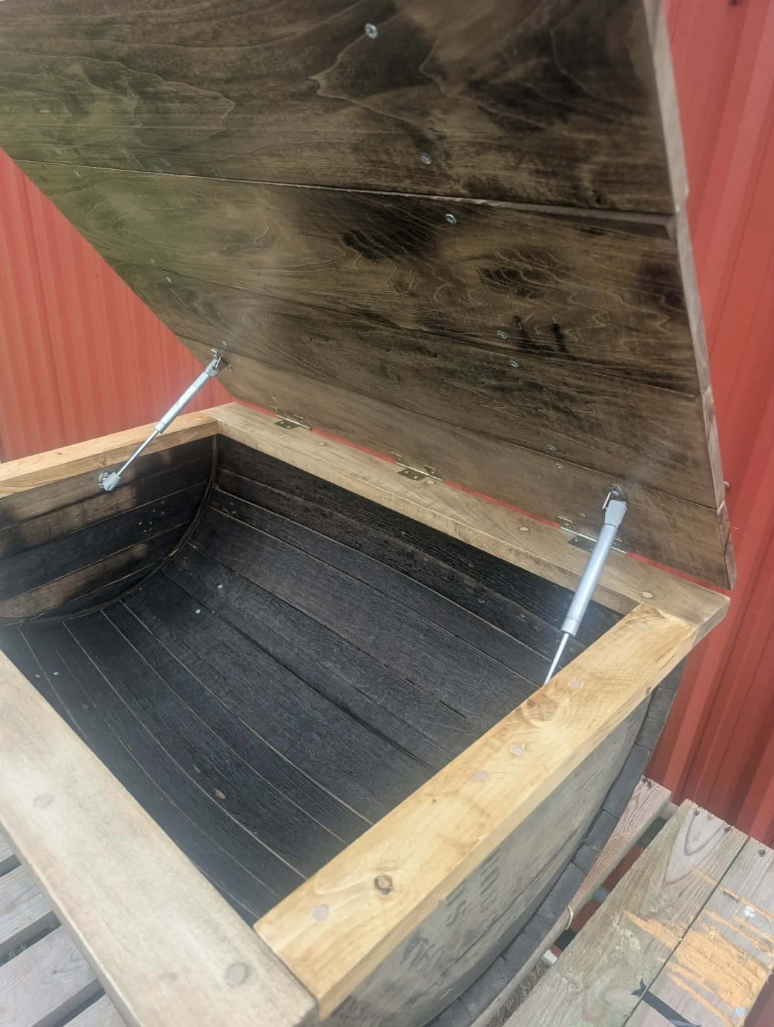 Wooden Barrel Storage Chest