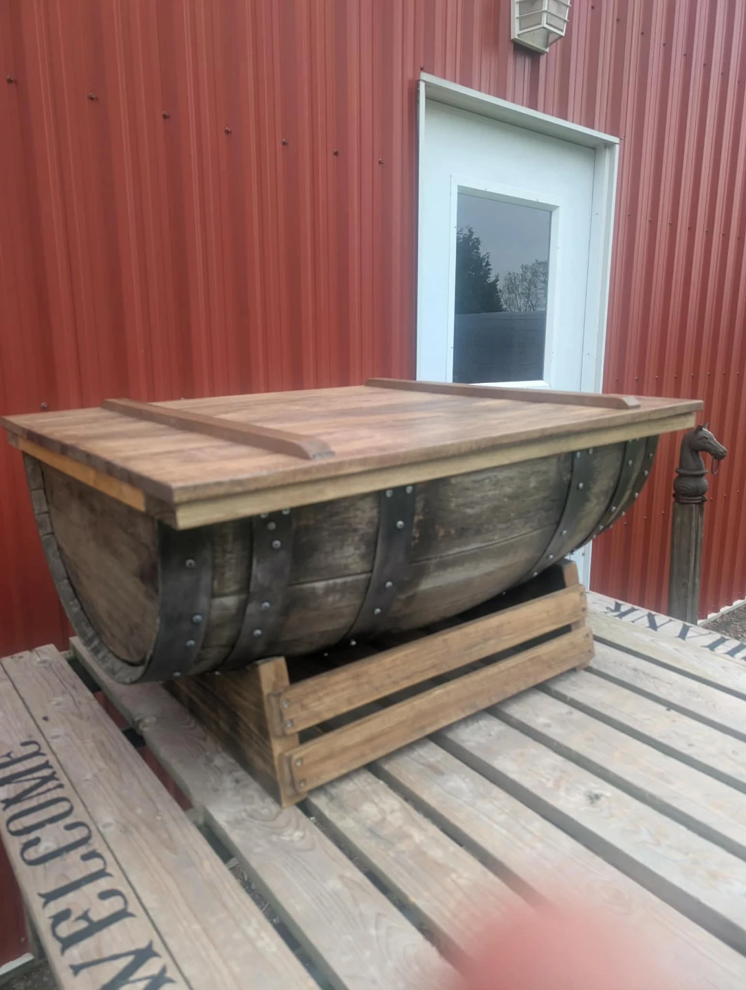 Wooden Barrel Storage Chest - photo 4