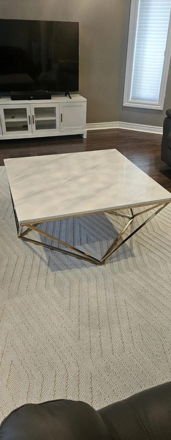 Marble Top Coffee Table with Gold Base - photo 3