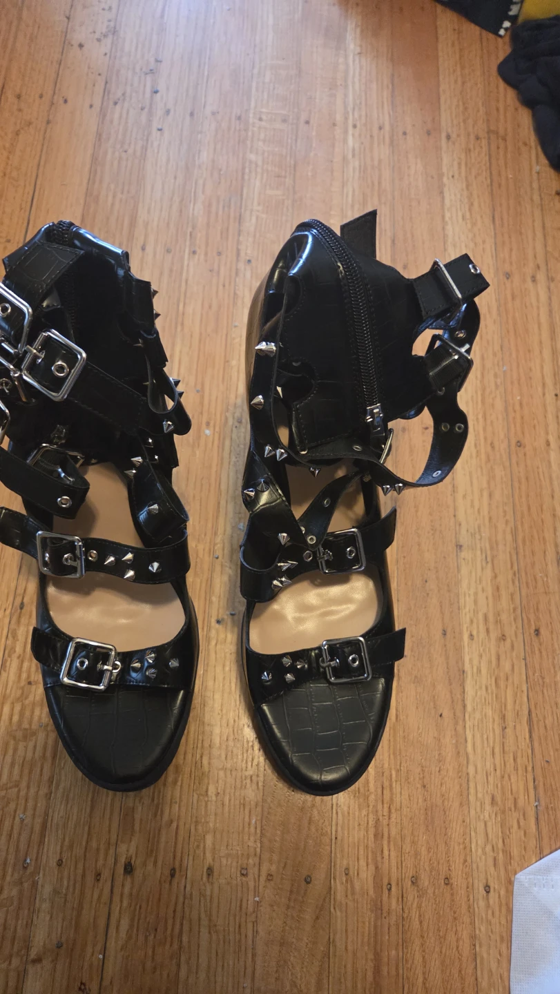 Black Studded Gladiator Heels - photo 2