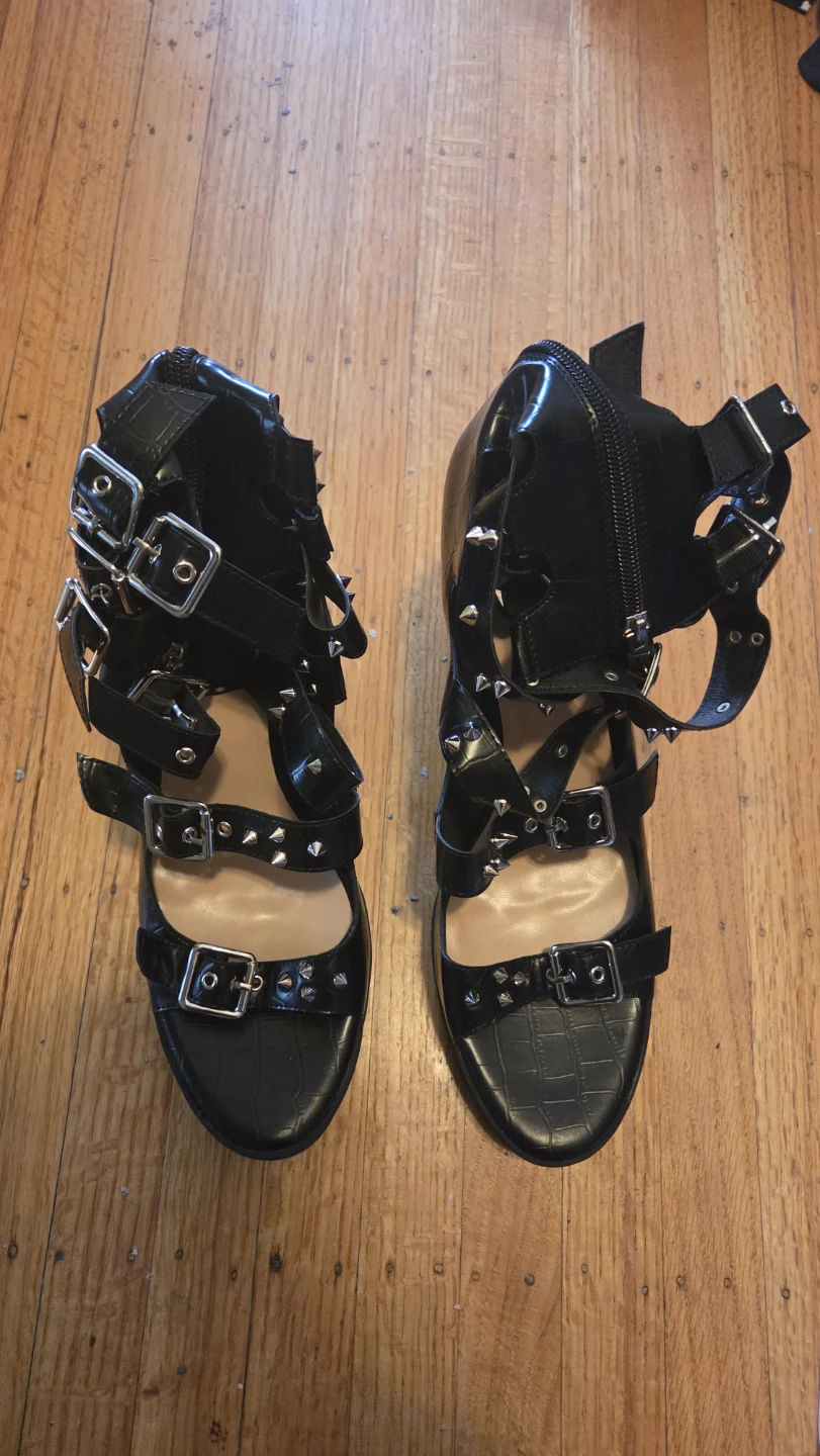 Black Studded Gladiator Heels - photo 3