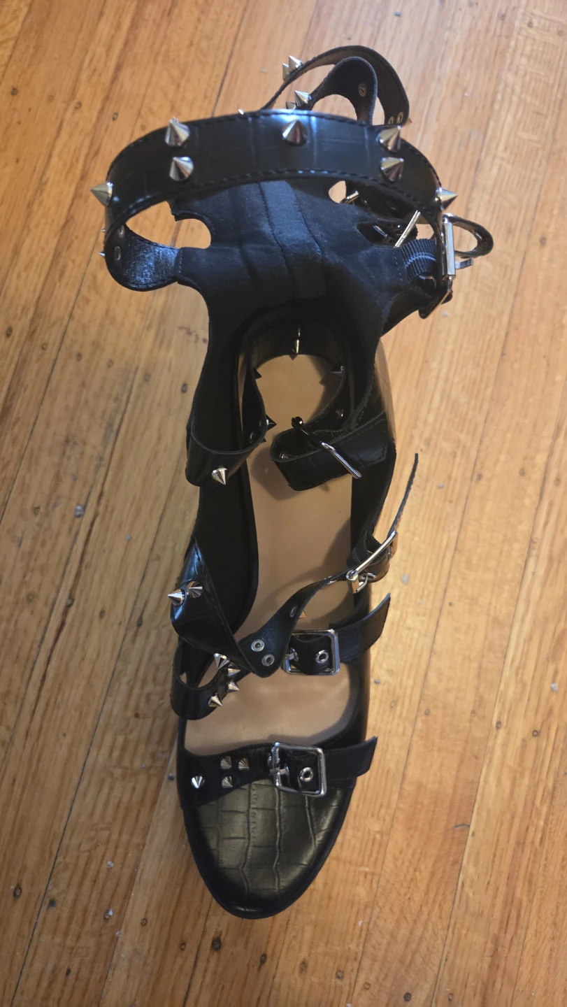 Black Studded Gladiator Heels - photo 4