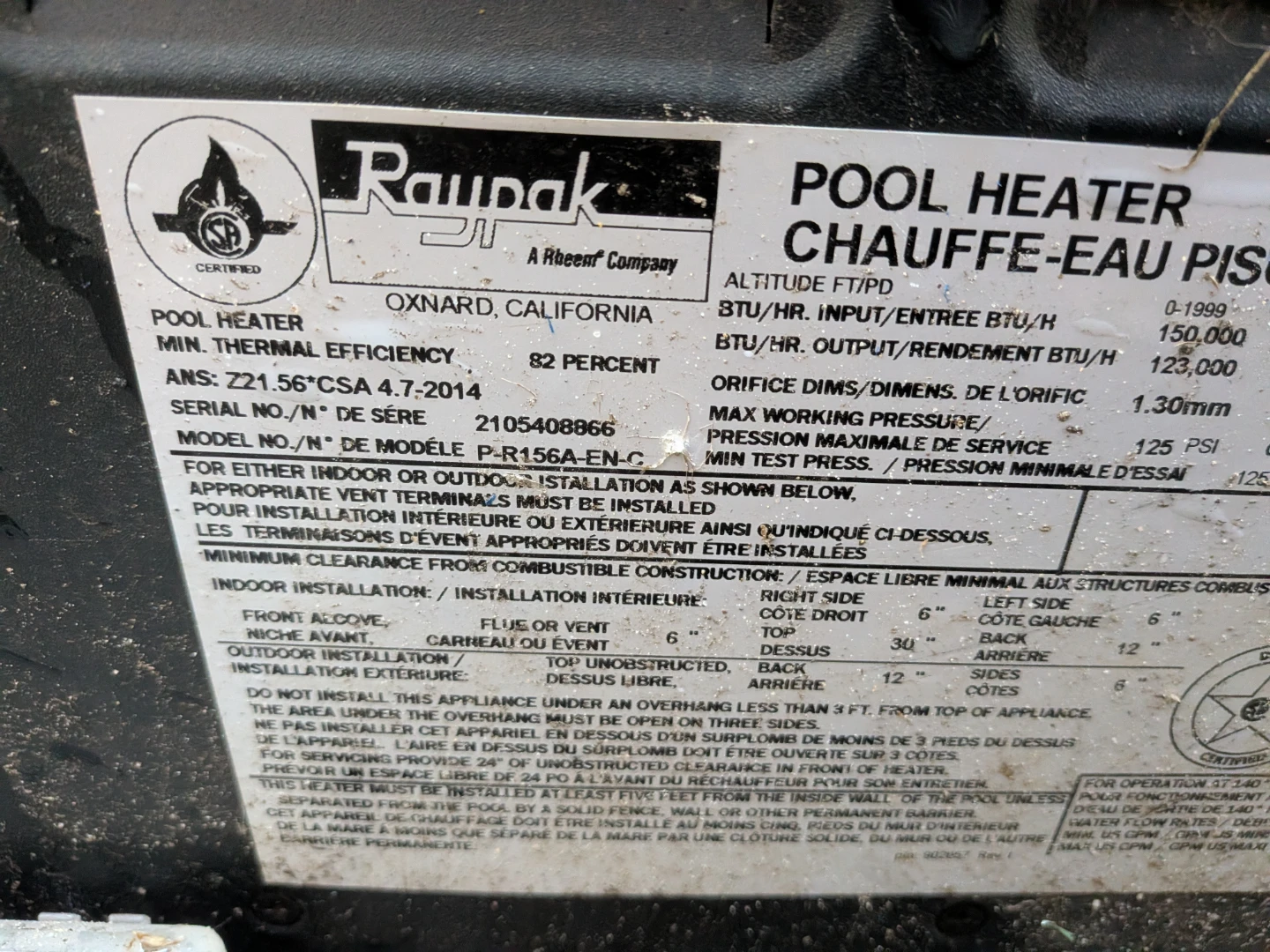 Raypak Gas Pool Heater 150,000 BTU - photo 3