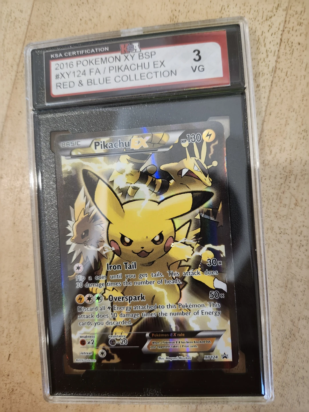2016 Pokemon XY 124 FA Pikachu EX Red & Blue Collection Card