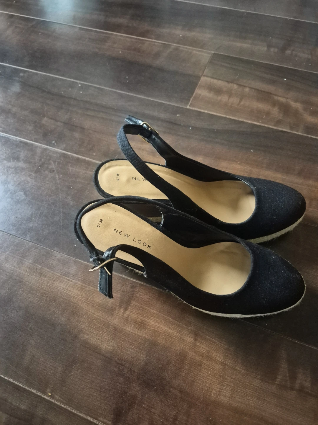 New Look Black Wedge Espadrille Heels Size 8