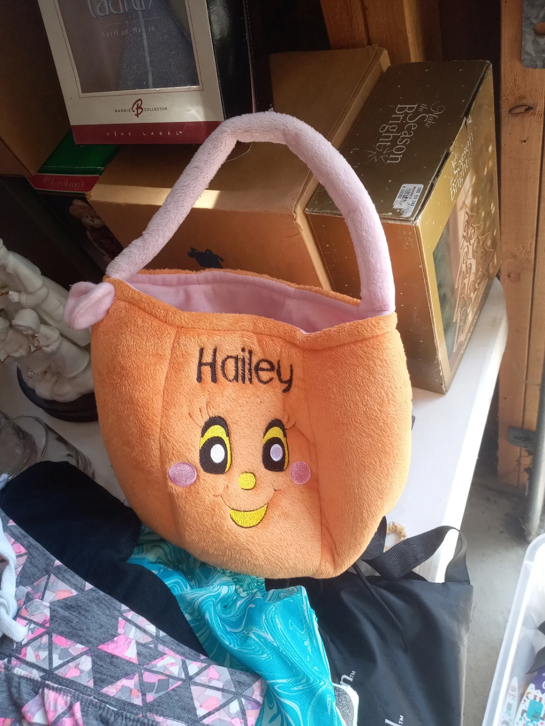 Personalized Orange Pumpkin Candy Bucket Bag with Handle