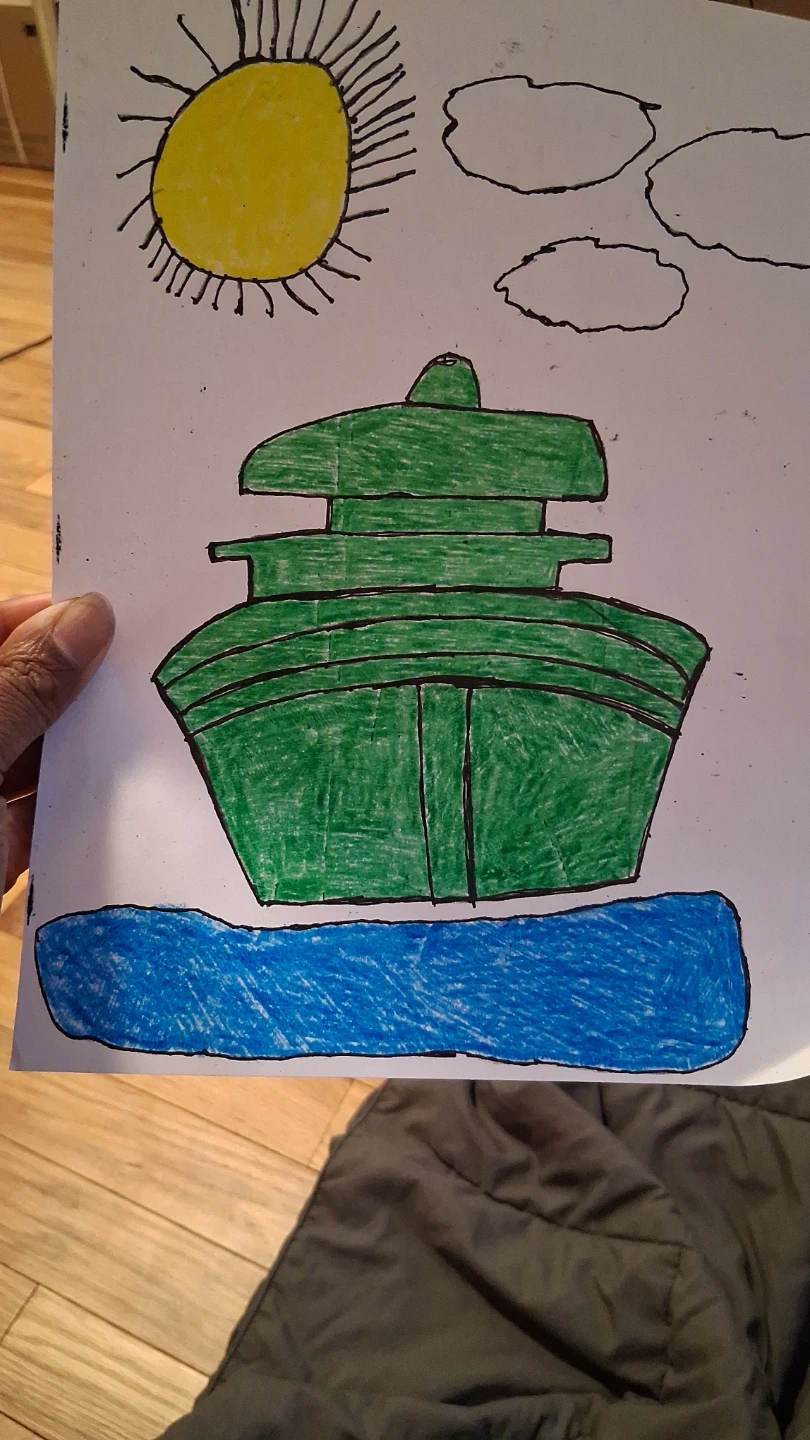 Paper art drawing of a boat - photo 4