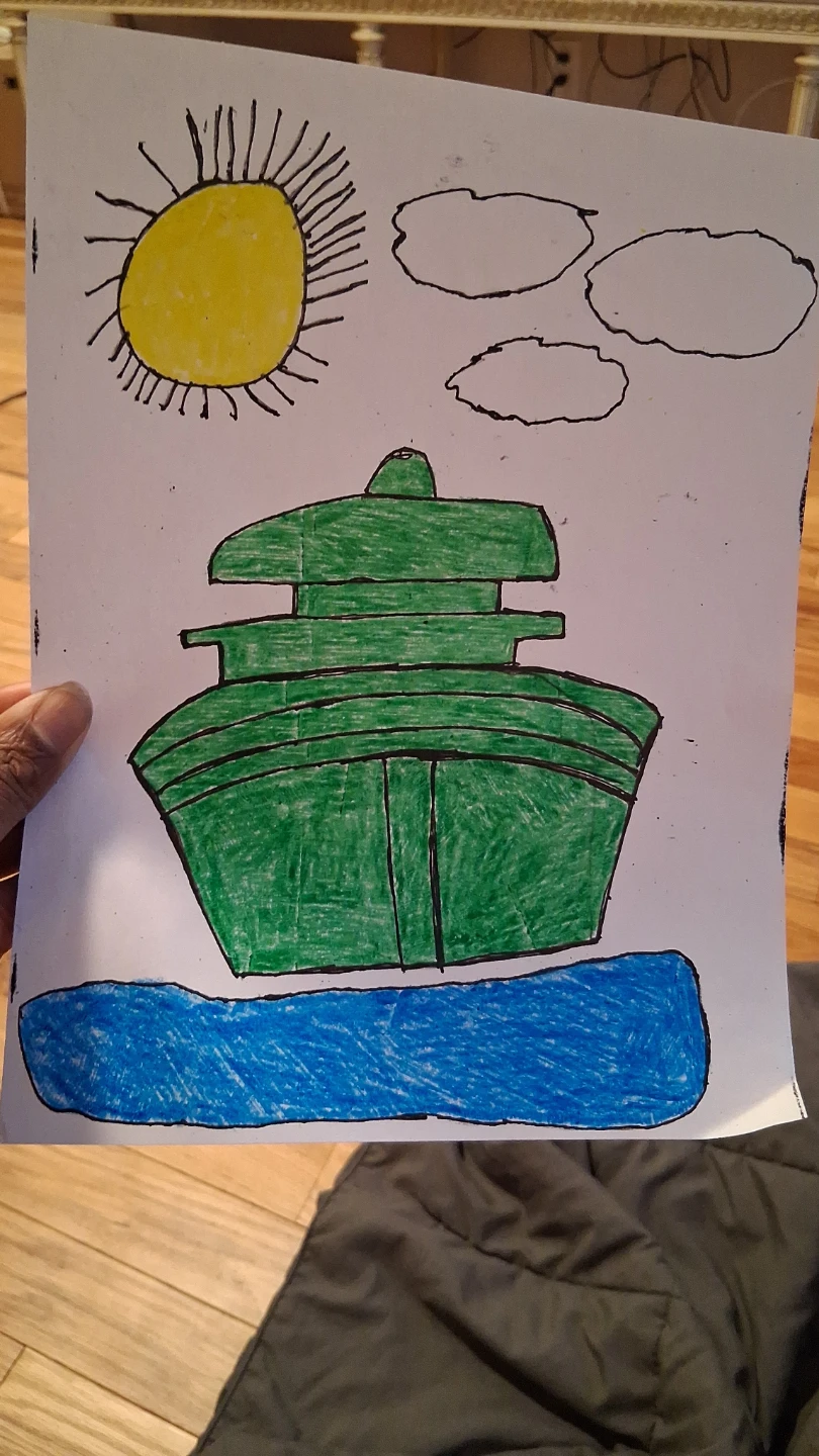 Paper art drawing of a boat - photo 5