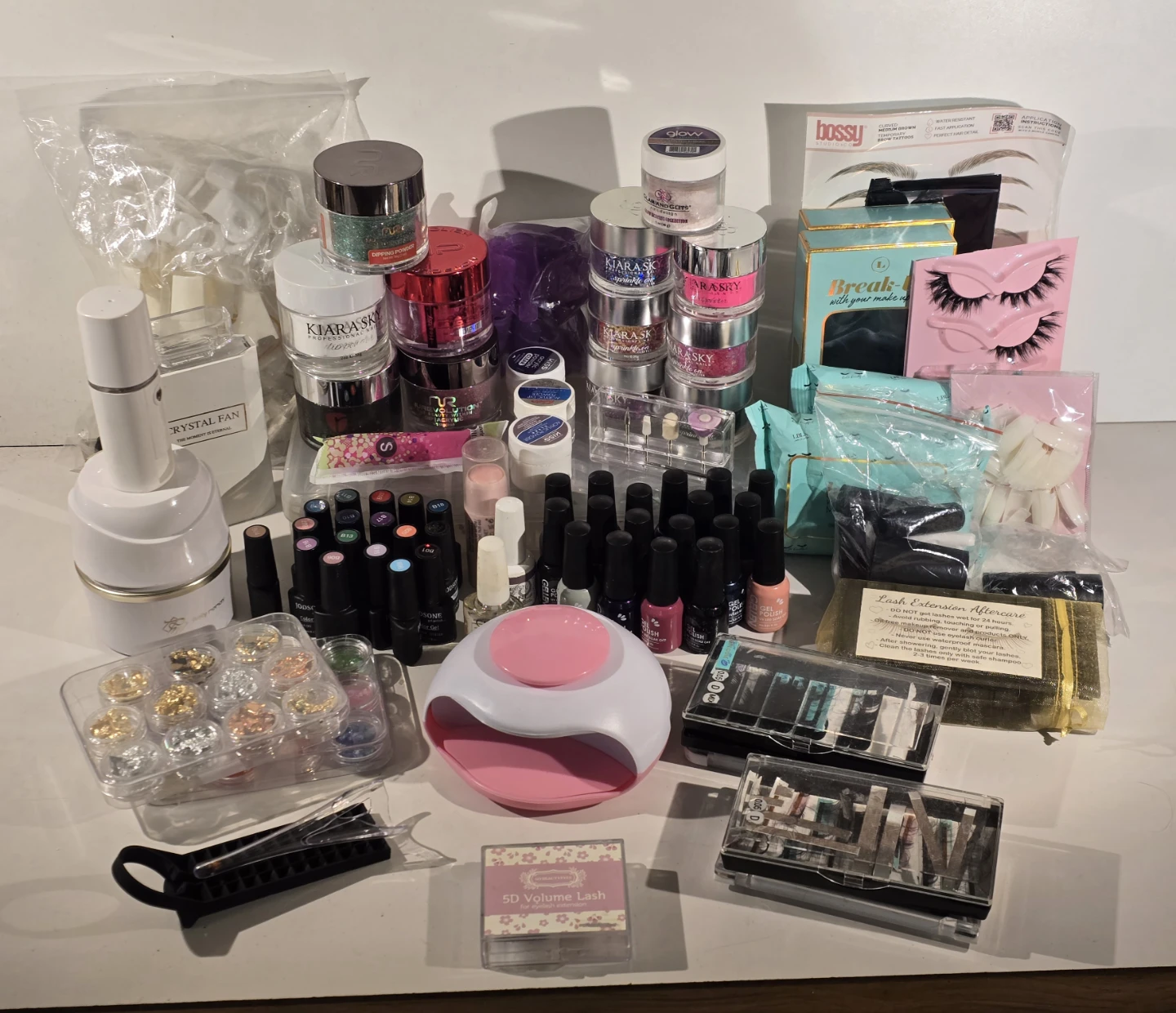 Huge Nail & Lash Supply Lot Gel Polish Kiara Sky UV Lamp Salon - photo 2