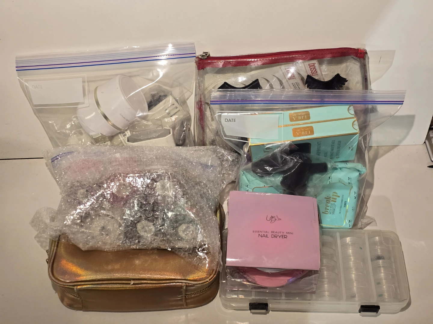 Huge Nail & Lash Supply Lot Gel Polish Kiara Sky UV Lamp Salon