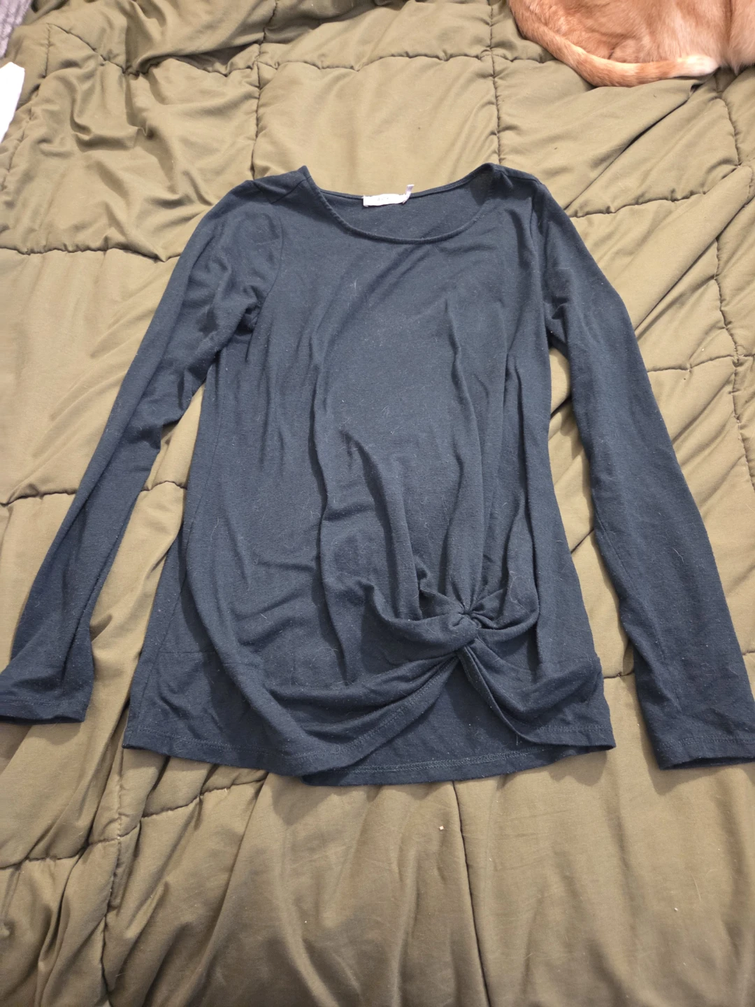 Hunter Green Long Sleeve Twist Front Top