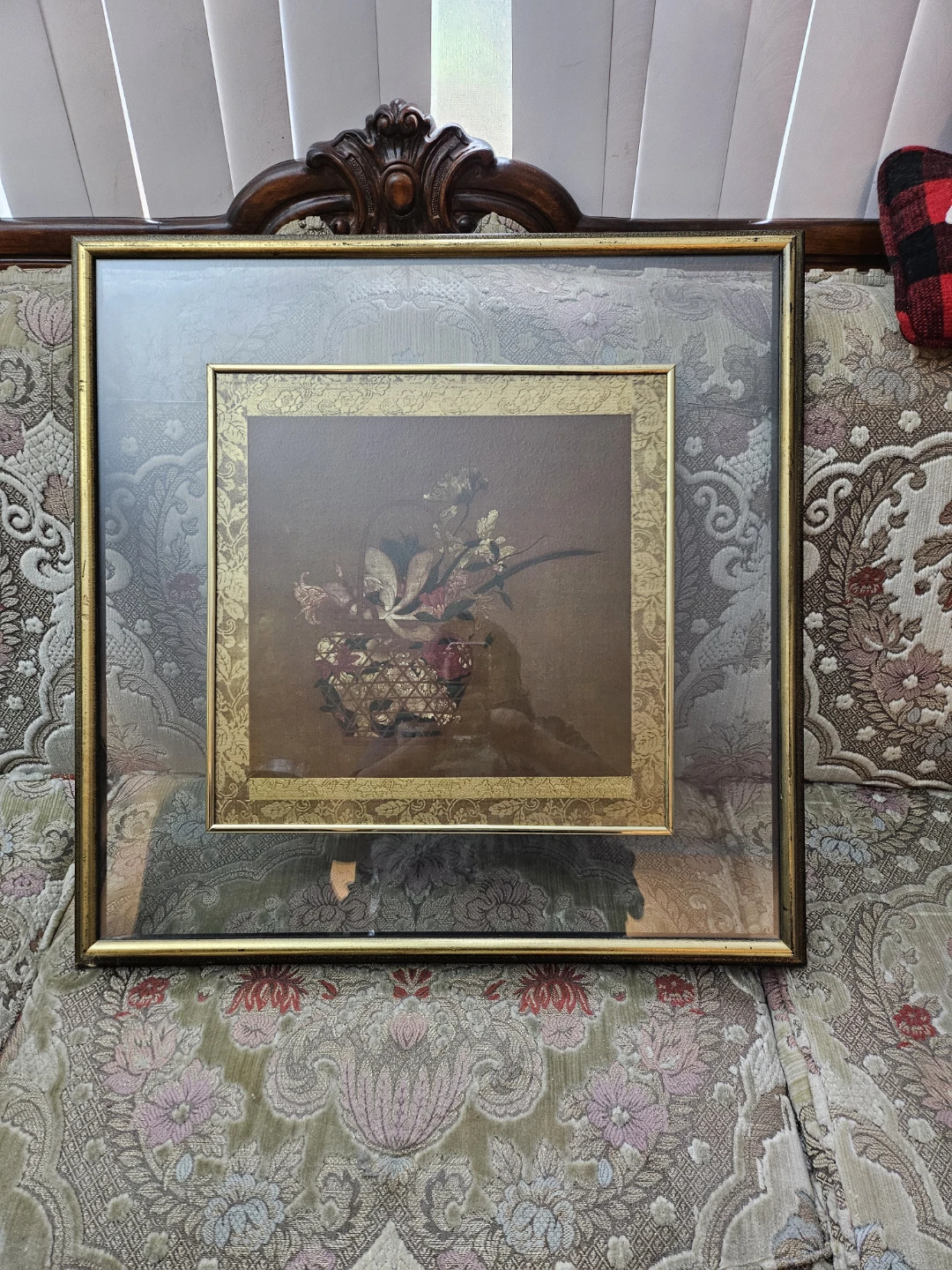 Vintage Framed Floral Artwork 26" x 26"