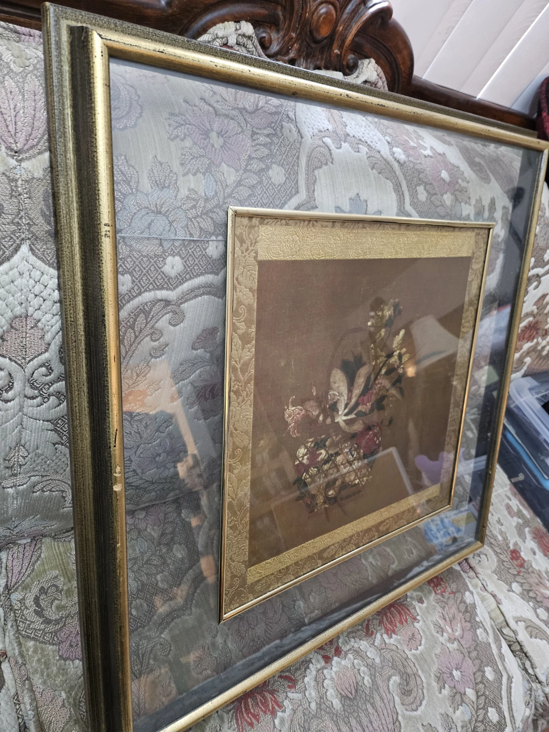 Vintage Framed Floral Artwork 26" x 26" - photo 2