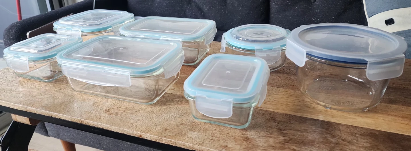 Set of 7 Glass Food Storage Containers with Lids