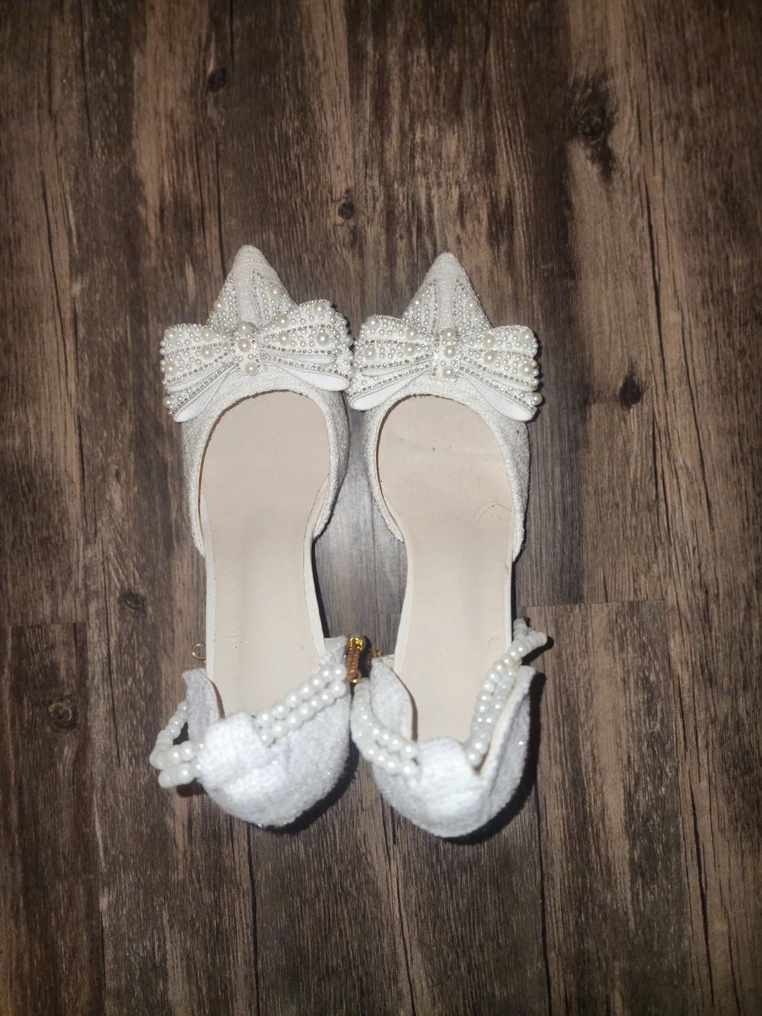 White Bow Pearl Embellished Heels - photo 3