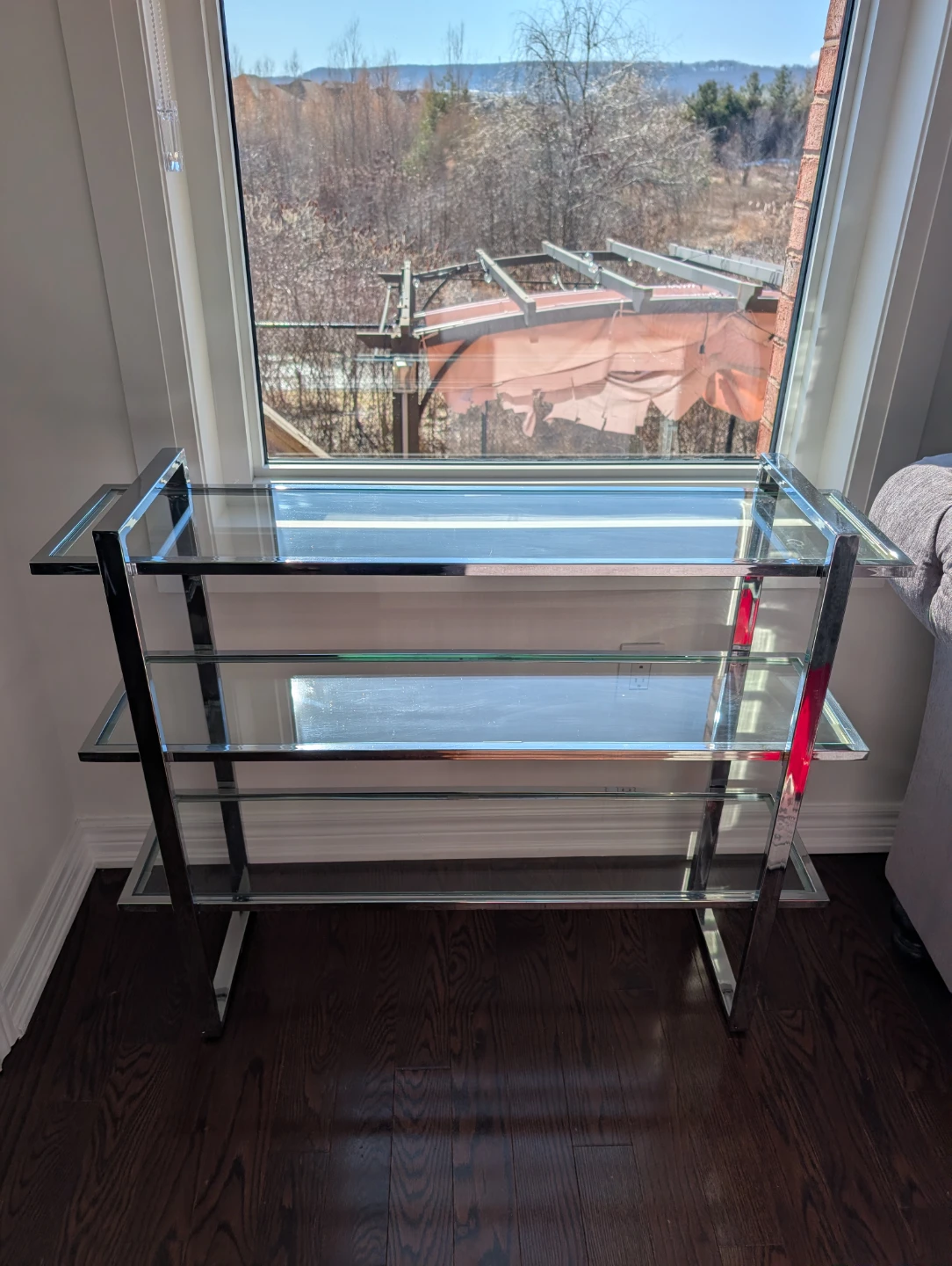 3 tier glass and chrome shelf unit