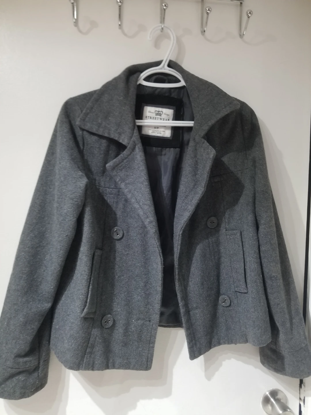 Grey Streetwear Double-Breasted Jacket - Size S/P