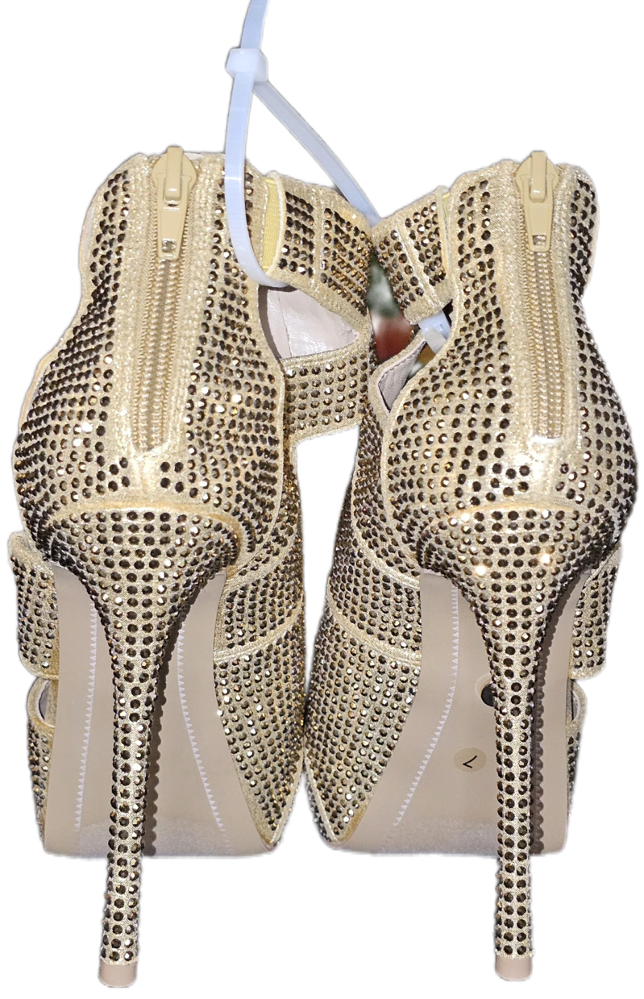 Women's Gold Rhinestone Stiletto Heels - Size 7 - photo 2