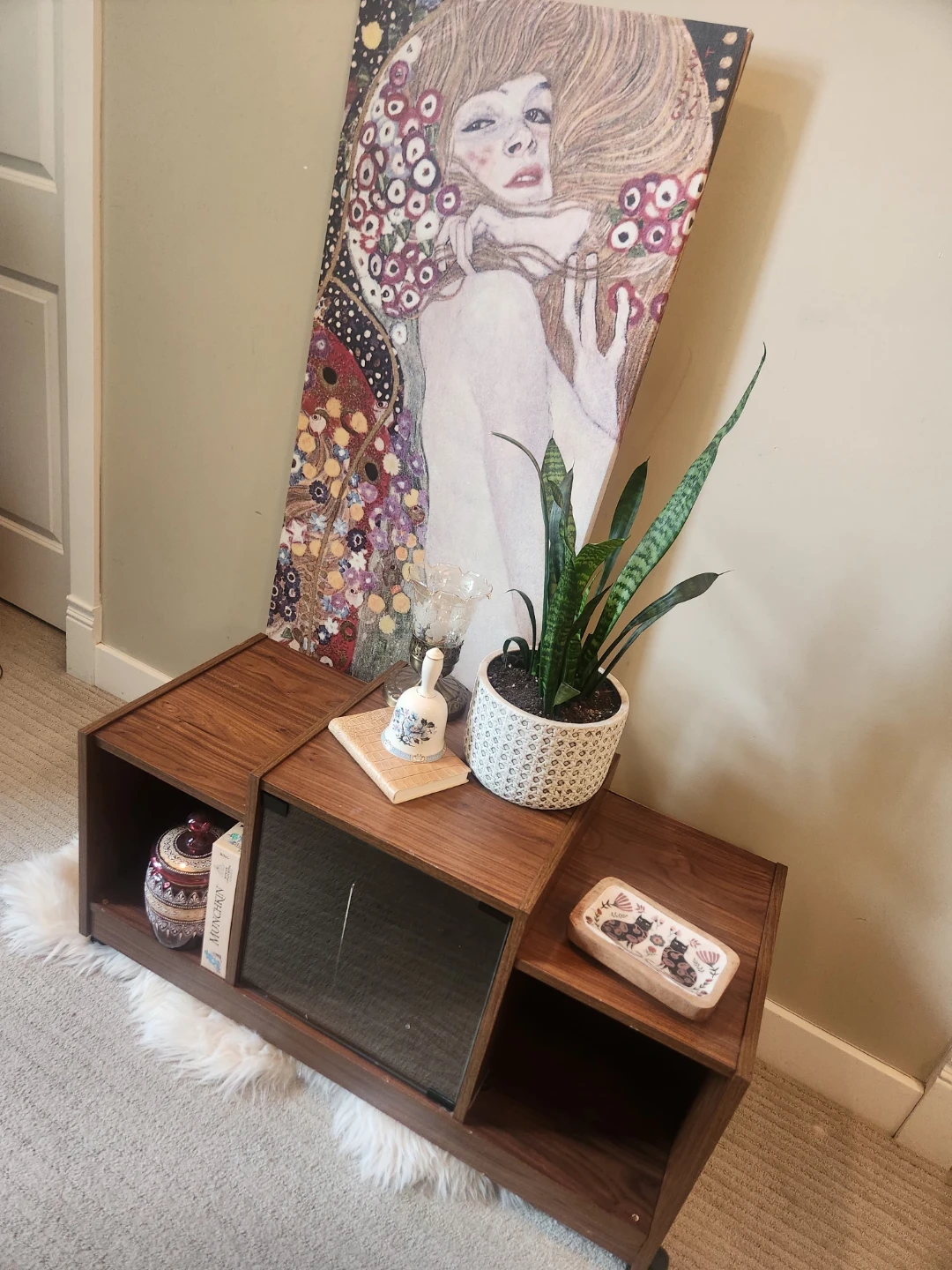 1970's Media Console with Glass Door
