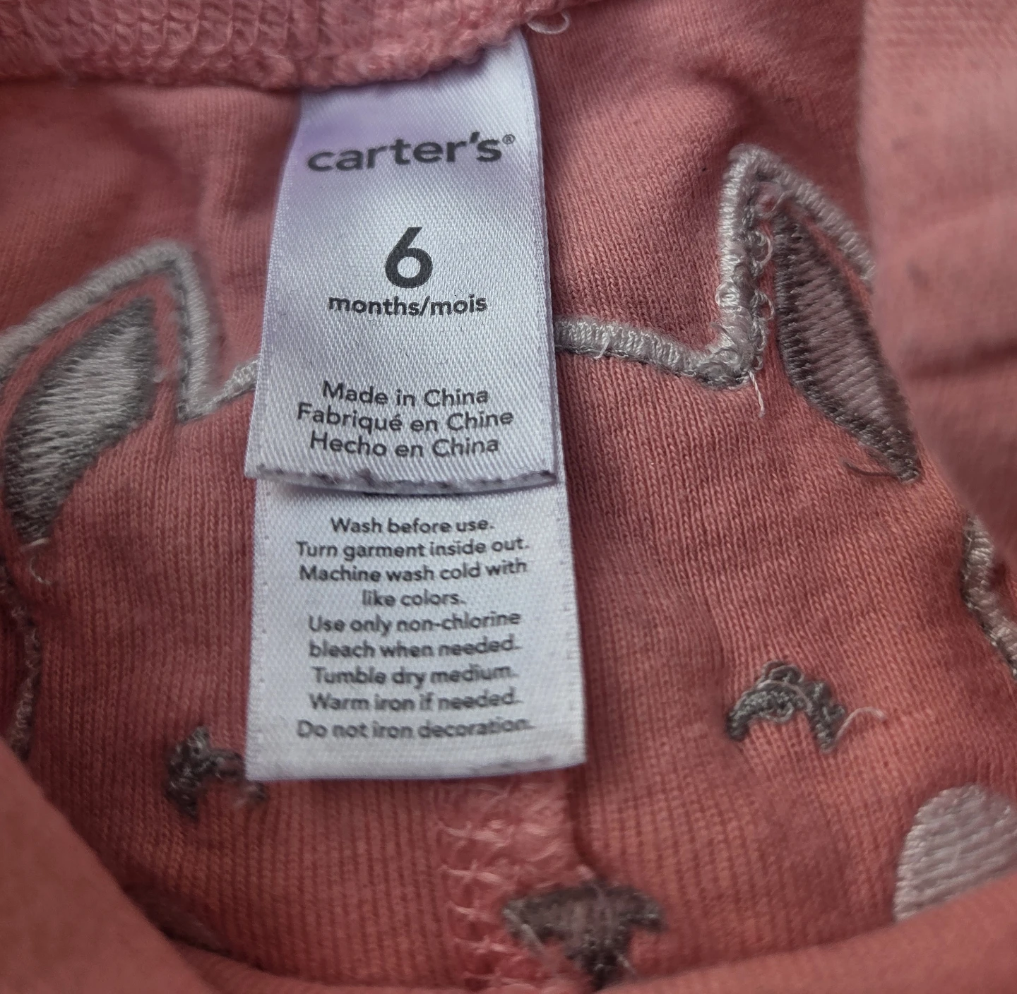 Carter's Baby Girl Pink Bunny Face Leggings Size 6 Months - photo 4