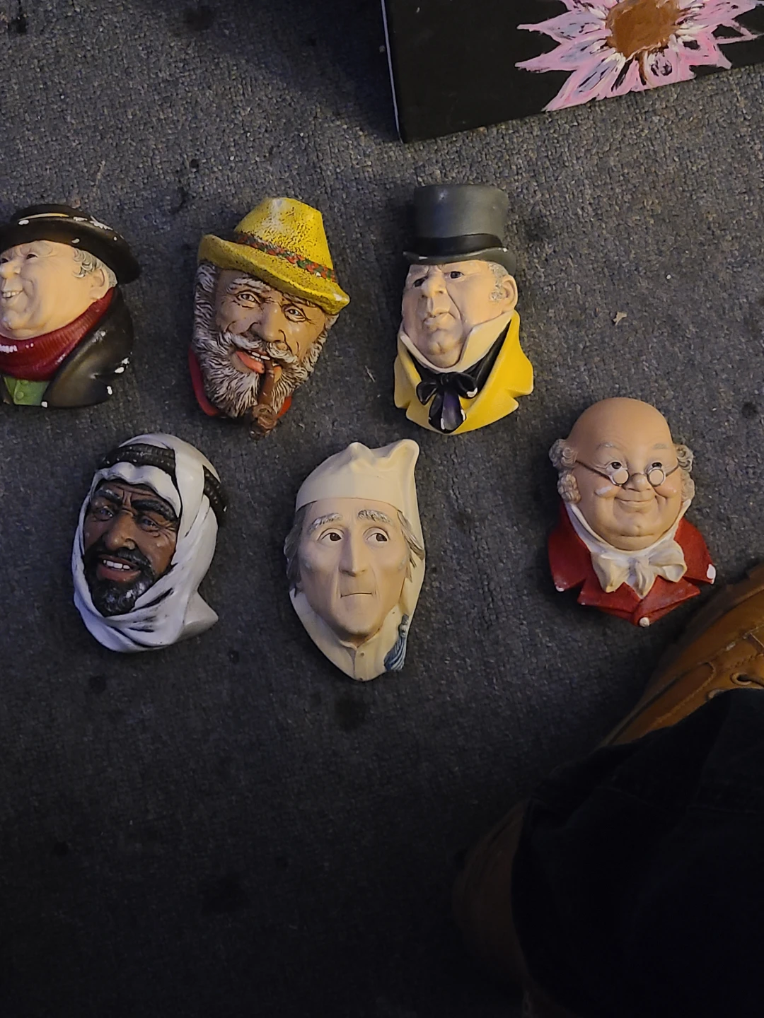 Set of 6 vintage character head figurines