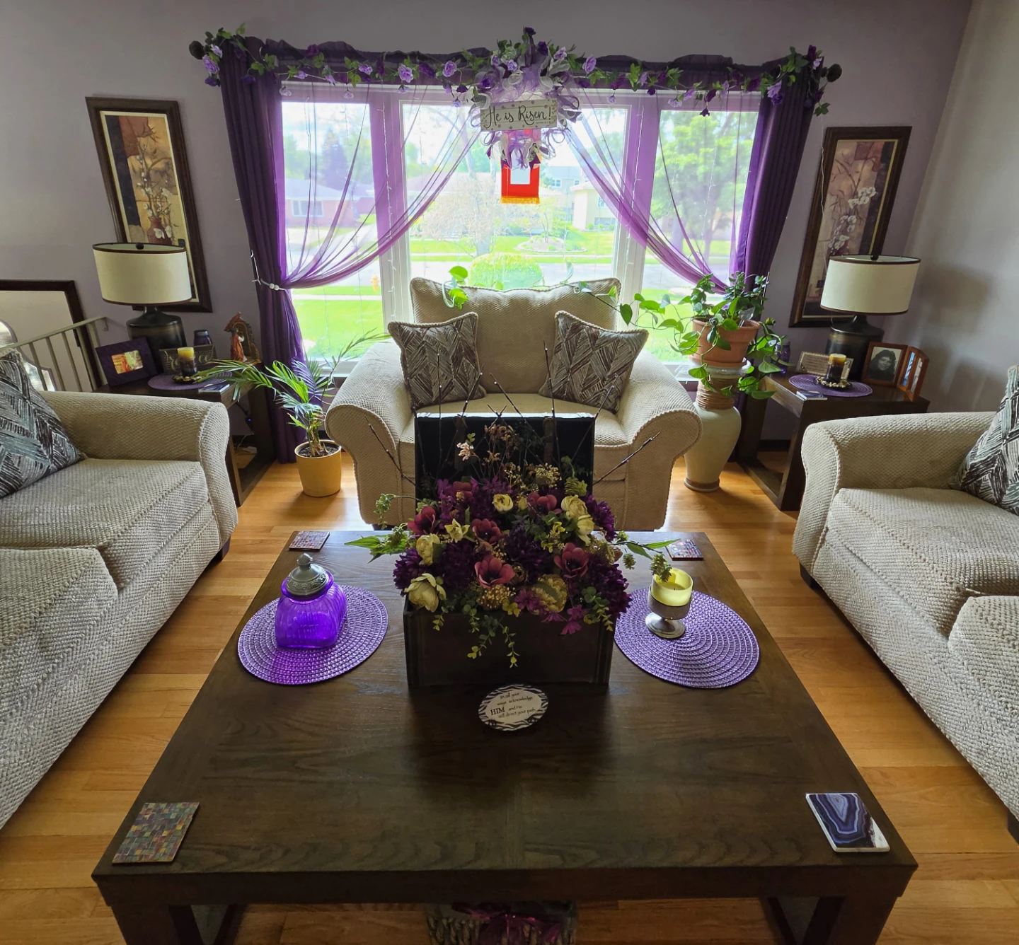 1 Wooden Console Table, 2 side tables and 1 large coffee table - photo 2