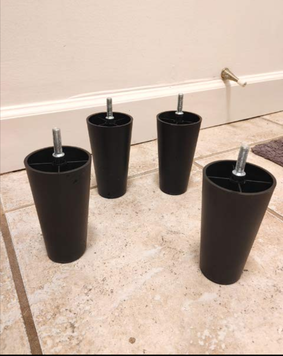 Set of 4 Black Furniture Legs with Bolts - photo 2
