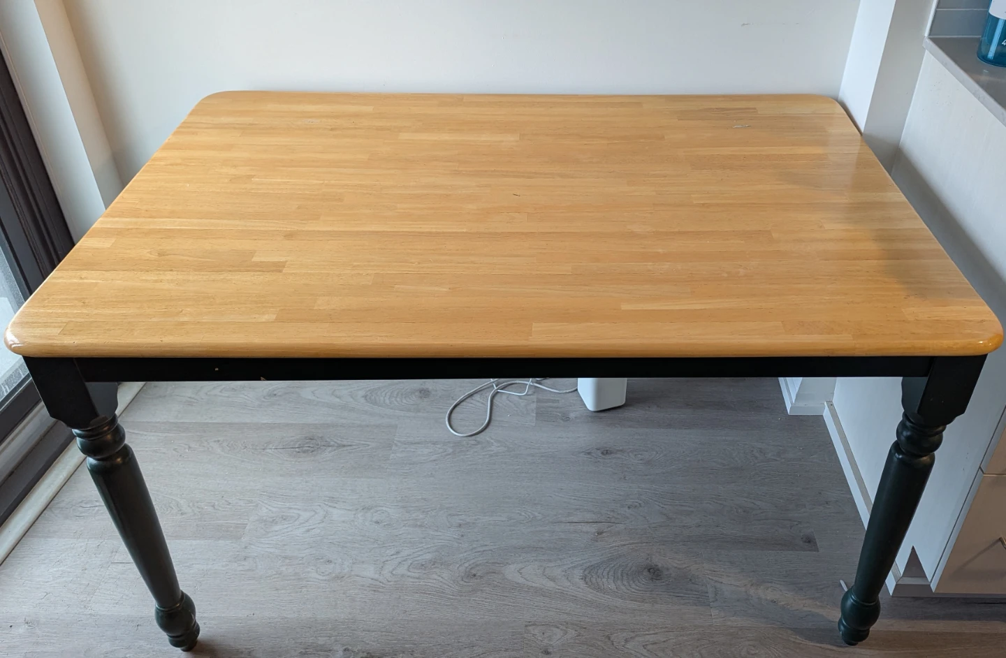 Wooden Dining Table with Black Legs
