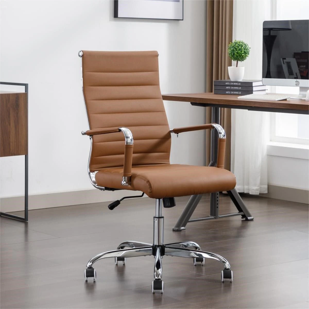 BoisKom Brown Faux Leather Office Chair - photo 2