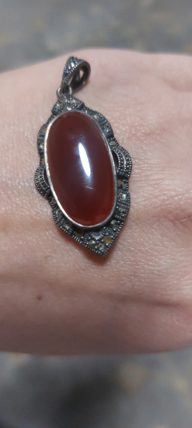 Sterling Silver Carnelian Pendant and Ring Set - photo 3