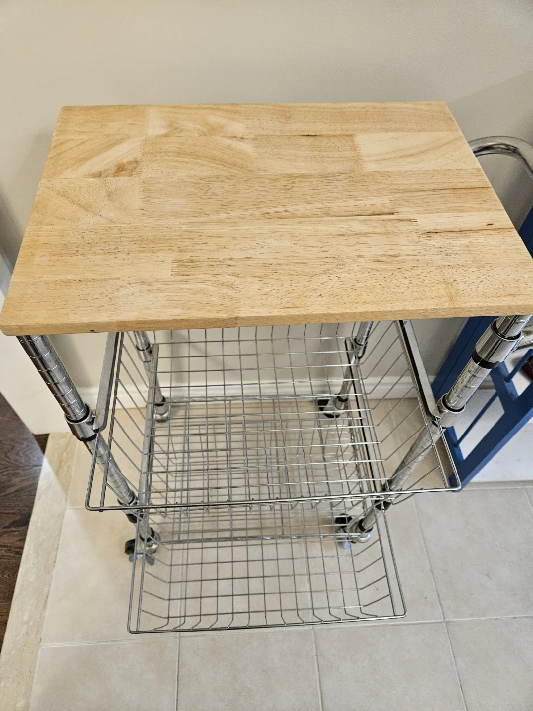 Rolling Kitchen Cart with Wood Top - photo 2