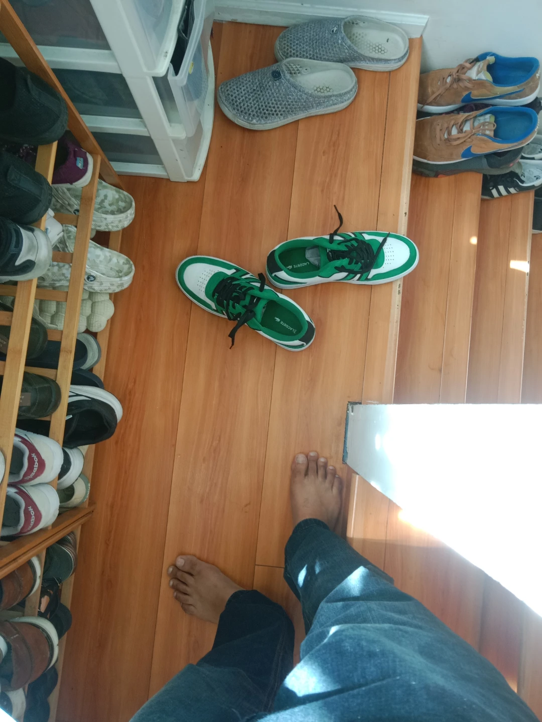 Lacoste White and Green Sneakers