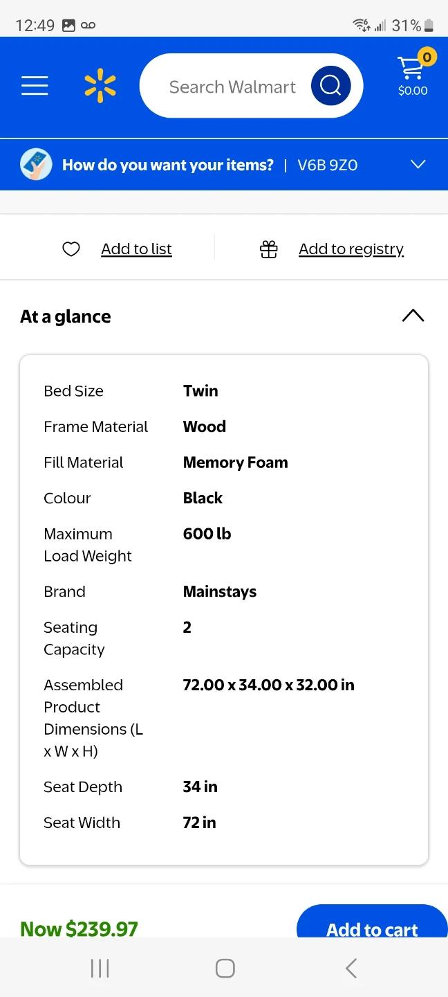 Mainstays Memory Foam Futon - Black - photo 5