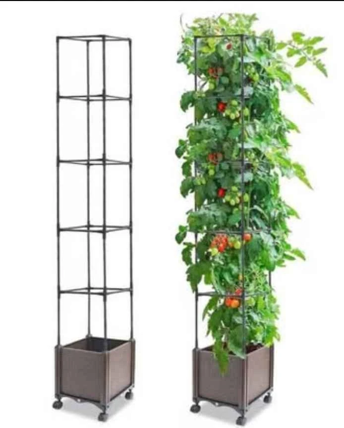 Tall Plant Trellis with Planter and Wheels