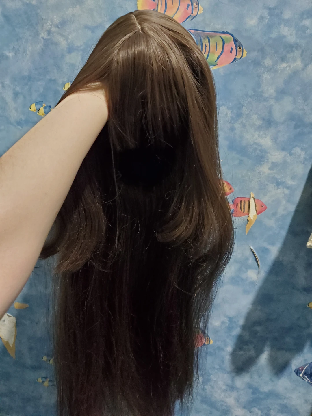 Medium-dark brown synthetic wig with fringe - photo 5