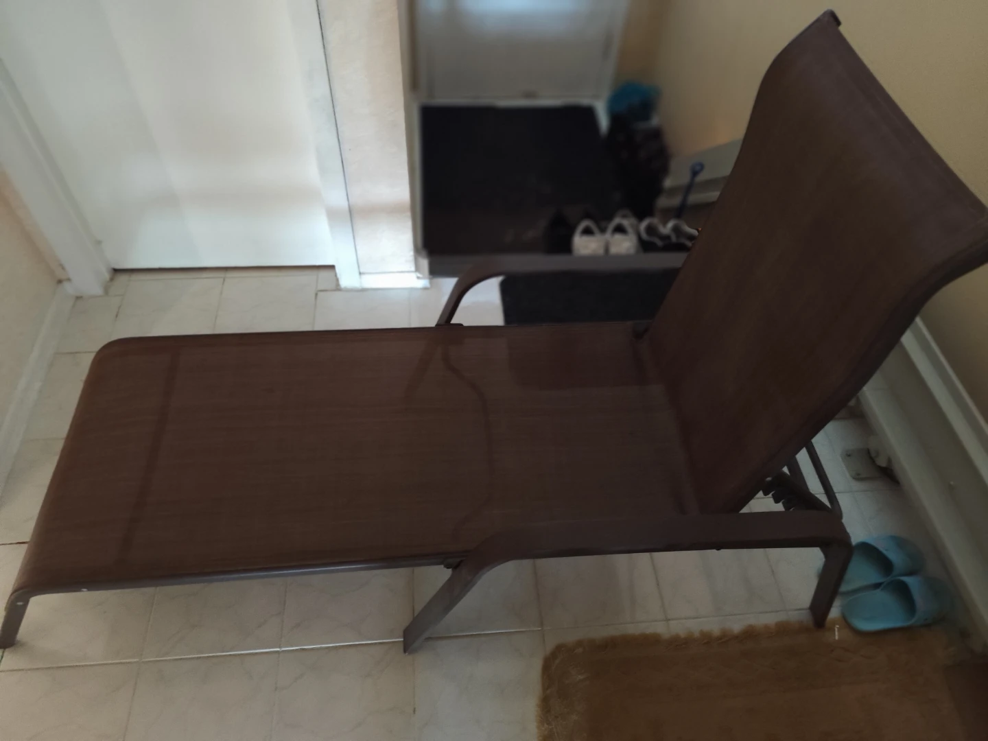 Brown Mesh Chaise Lounge Chair