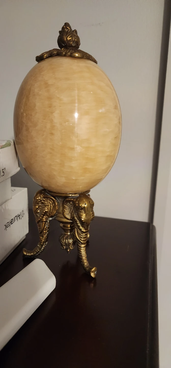 Decorative Elephant Stand with Stone Sphere
