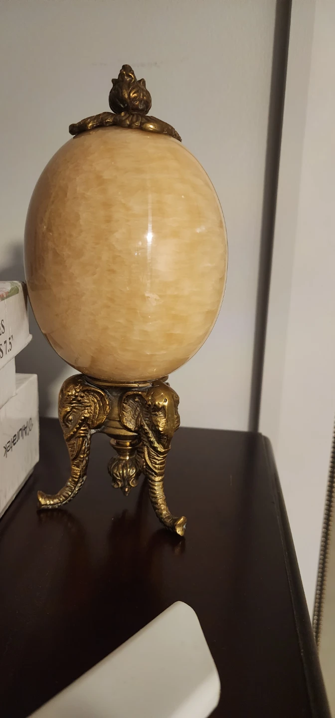Decorative Elephant Stand with Stone Sphere - photo 2