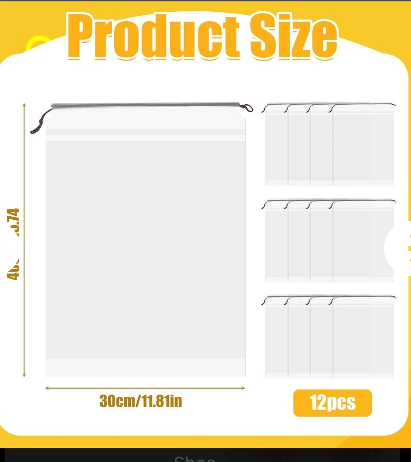 12 Pack Drawstring Storage Bags for Shoes and Toiletries - photo 2