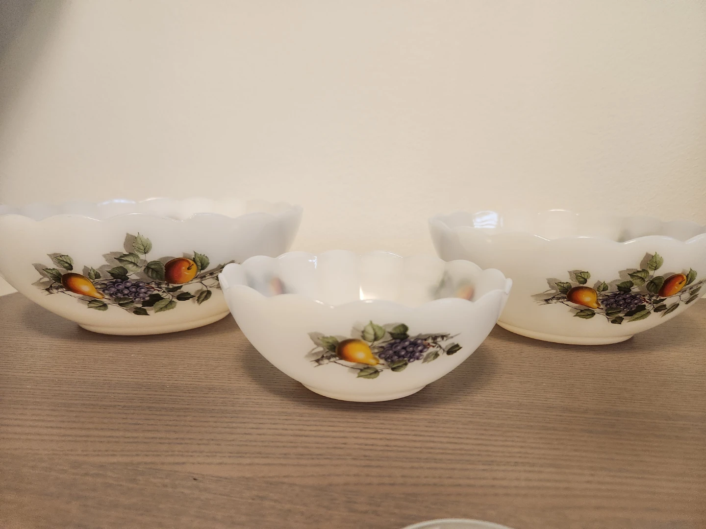 Vintage Fruit Decorated Milk Glass Bowls - photo 2