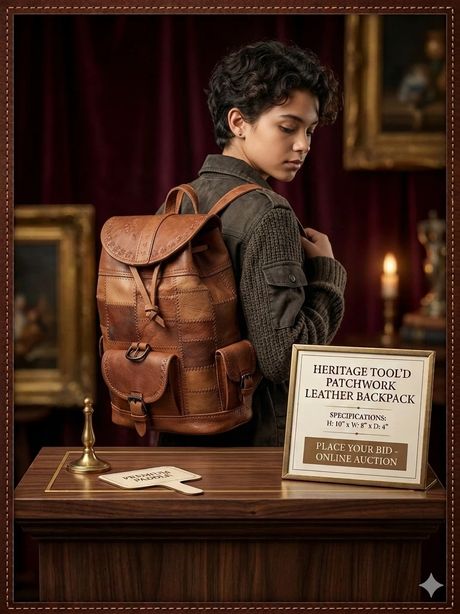 Vintage Artisan Handmade Leather Patchwork Mini Backpack - photo 2
